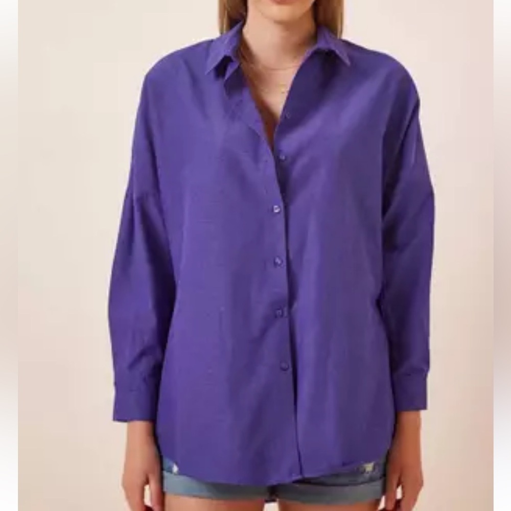 ba&sh Women's Vibrant Purple Button-Down Shirt size XS
